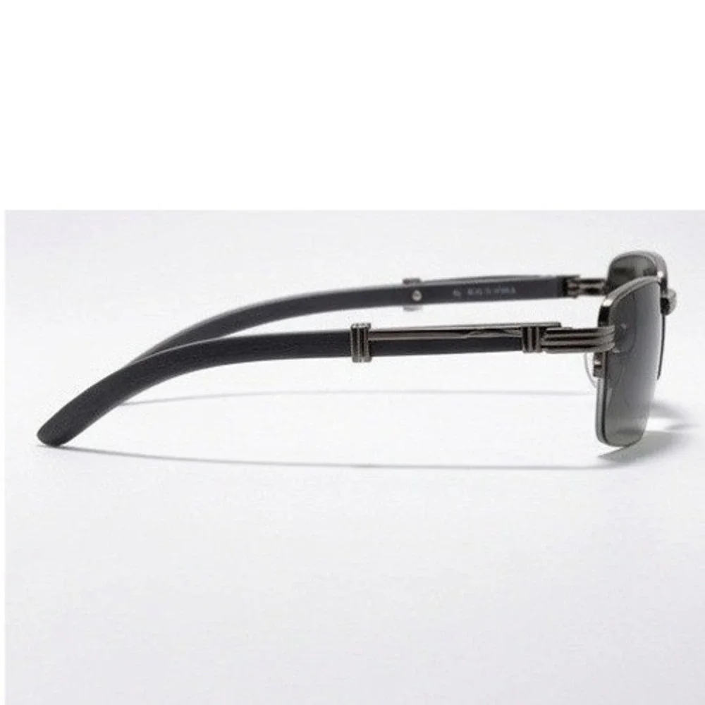 Mens Gunmetal Rectangular Semi Rimless Sunglasses Grey Gradient Lens Hip Hop New